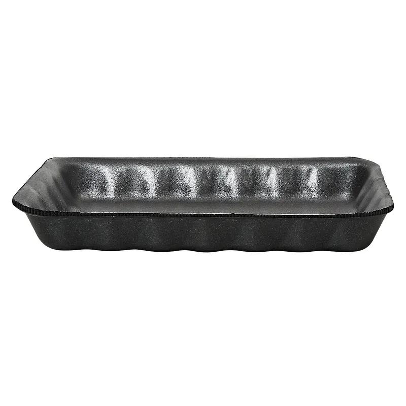 4P Meat Tray 6.75X9.25X1.31 IN Polystyrene Foam Black Rectangle 500/Bundle