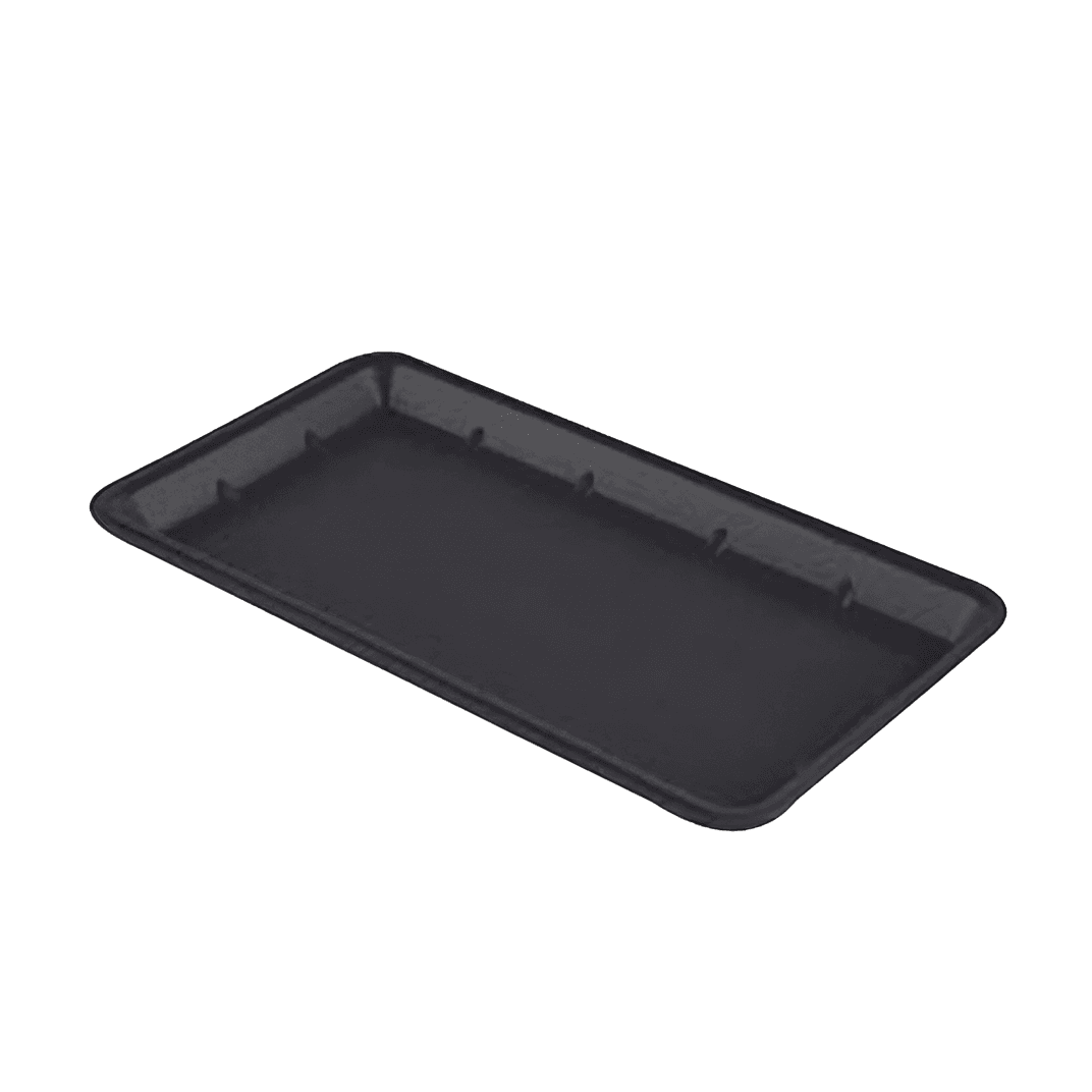 7 Meat Tray 5.81X14.88X0.75 IN Polystyrene Foam Black Rectangle 250/Case
