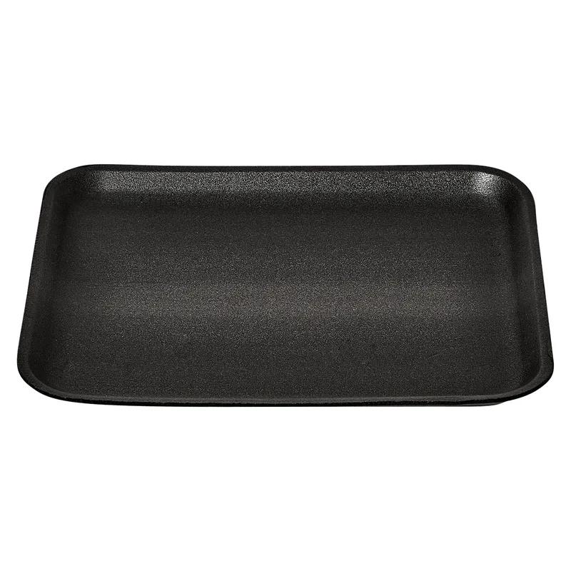 4S Meat Tray 7.25X9.25X0.63 IN Polystyrene Foam Black Rectangle 500/Case