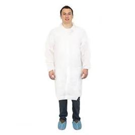 Lab Coat XL White PP Elastic Wrists No Pockets 30/Case