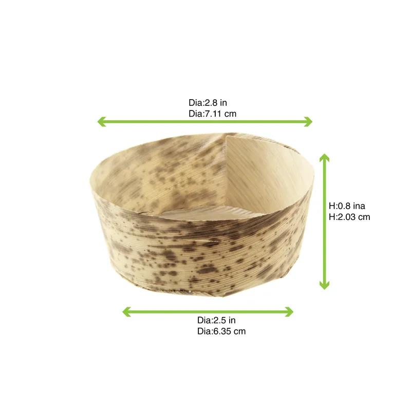 Food Tray Mini 3 OZ Bamboo Leaf Natural Round 50 Count/Pack 20 Packs/Case 1000 Count/Case