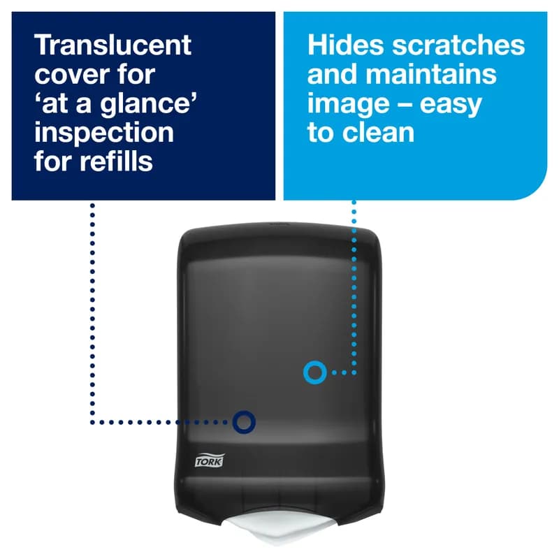 Tork H2 Paper Towel Dispenser 6.25X11.75X18 IN Plastic Wall Mount Smoke Multifold Manual 1/Each