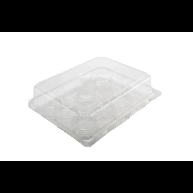Cupcake Muffin Hinged Container With Dome Lid 13X10.375X3.688 IN 12 Compartment Plastic Clear Rectangle 100/Case