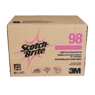 Scotch-Brite 98 Cleaning Pad 9X6 IN Light Duty Resin White Rectangle Dishwasher Safe 60/Case