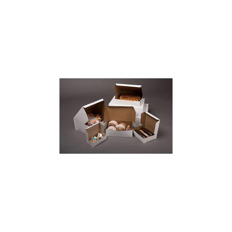 Easy Lock Cake Box 8X4X2.75 IN SUS Paperboard CRB White Rectangle Lock Corner 1-Piece 250/Bundle