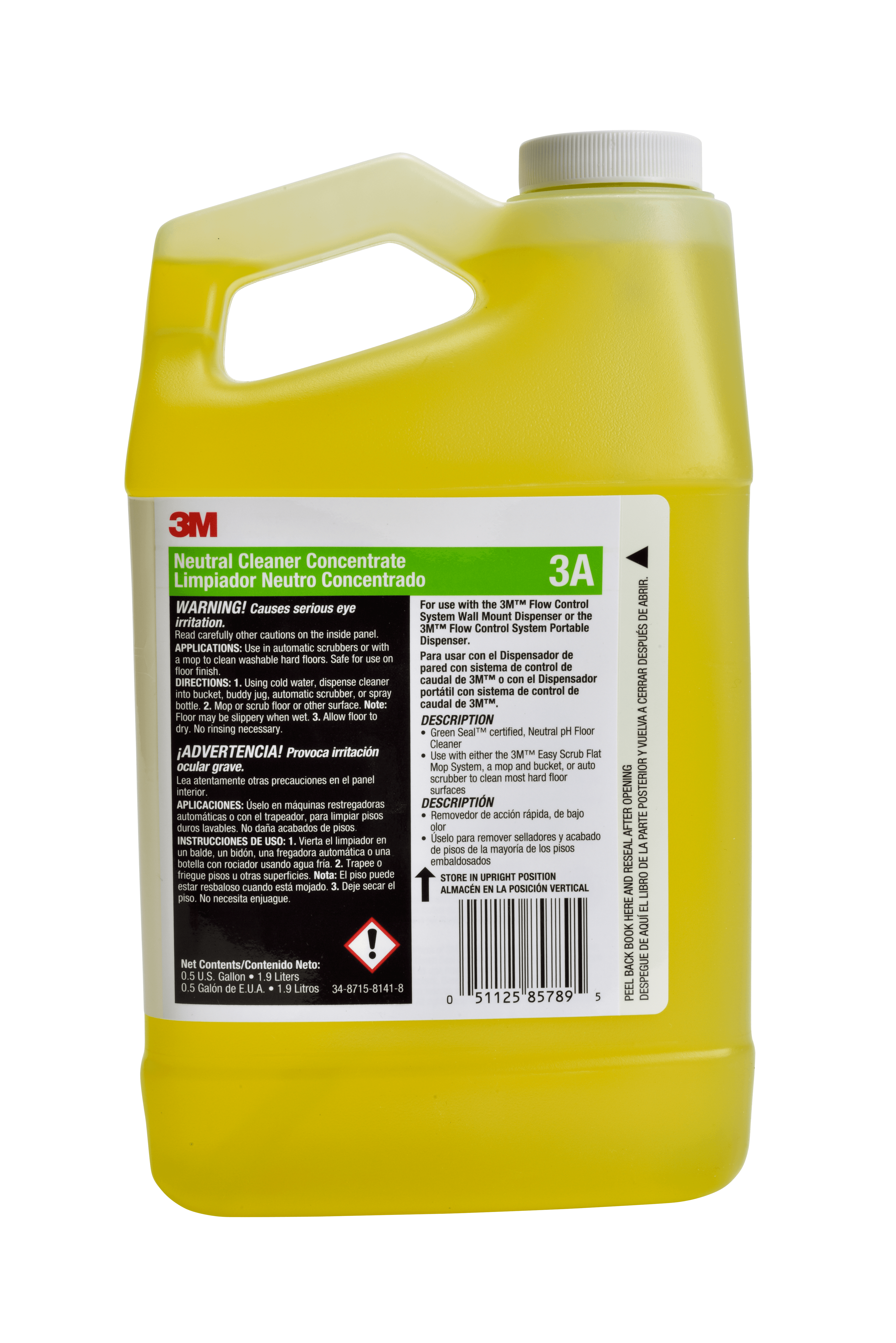 3M™ 3A Clean Scent All Purpose Cleaner 64 FLOZ Neutral Concentrate No Rinse 4/Case