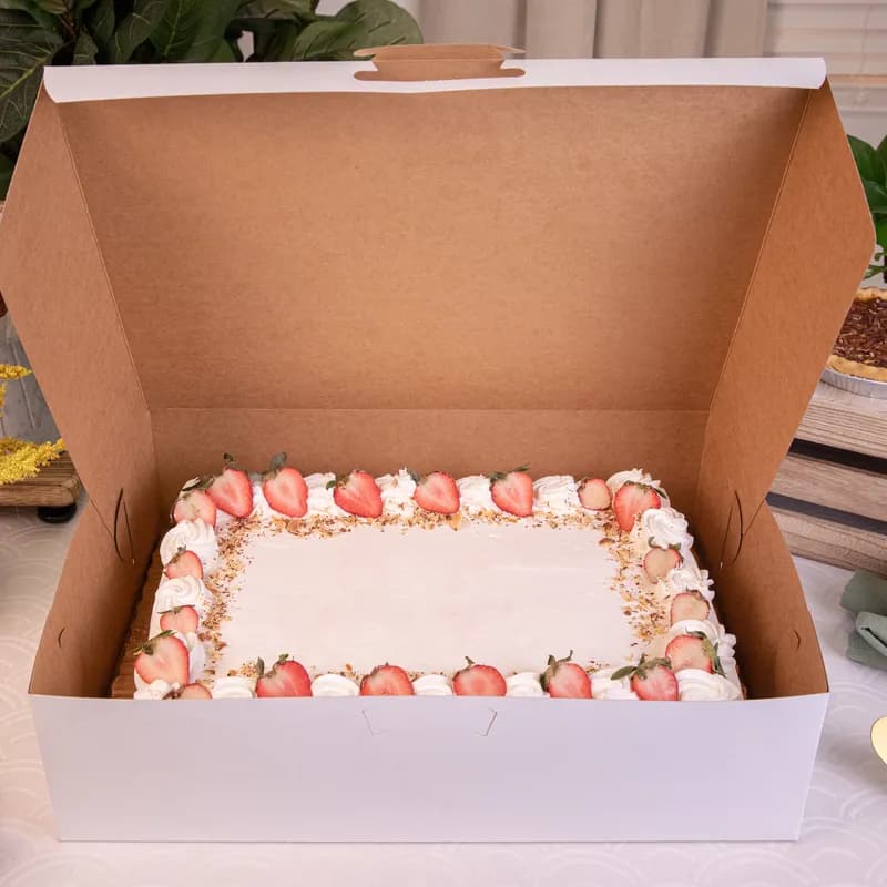 Bakery Box 19X14X5 IN Clay-Coated Kraft Board White Kraft Rectangle Lock Corner 50/Bundle