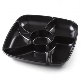 Take-Out Container Base 12X12 IN 6 Compartment PS PET Black Square 25/Case