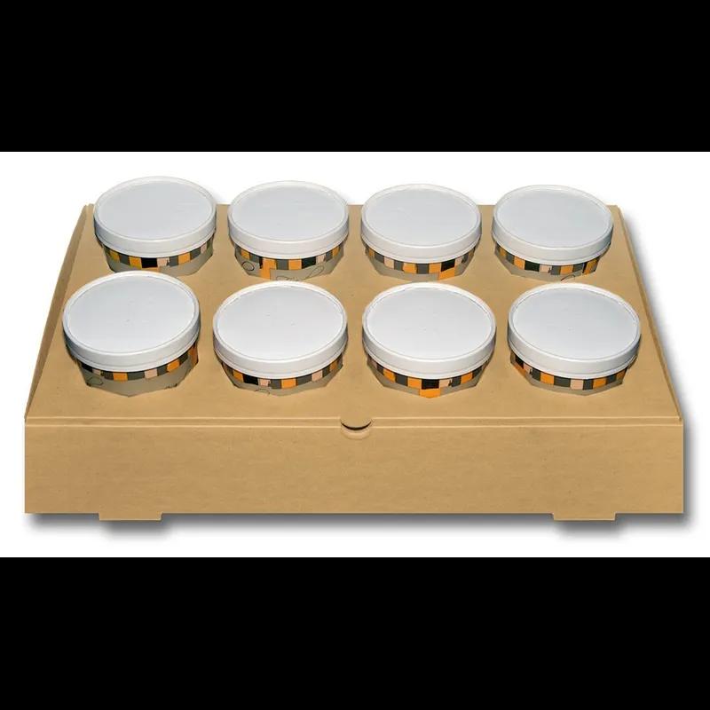 The Catering Box SIDE BAR 21X13.25X4 IN 8 Compartment Corrugated Cardboard Kraft With Perforated Tear Off Lid 25/Bundle