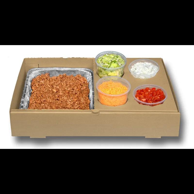 The Catering Box SIDE BAR 21X13.25X4 IN 8 Compartment Corrugated Cardboard Kraft With Perforated Tear Off Lid 25/Bundle