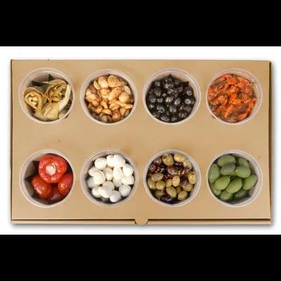 The Catering Box SIDE BAR 21X13.25X4 IN 8 Compartment Corrugated Cardboard Kraft With Perforated Tear Off Lid 25/Bundle