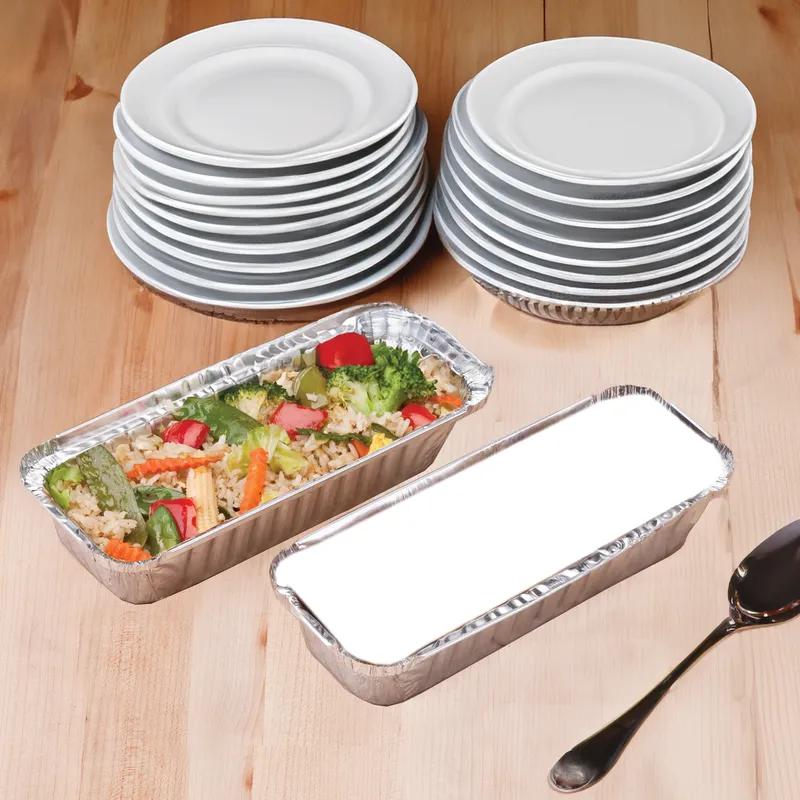 Lid Flat 9.5X7 IN Foil-Lined Paper Silver White Oblong For Container Laminated 250/Case