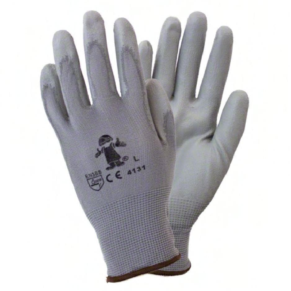Safety Zone® Gloves Large (LG) Gray Polyurethane Foam-Coated Knit Palm & Fingertips Flex Grip 12 Count/Pack 6 Packs/Case