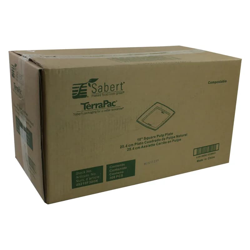 Plate 10X10 IN Pulp Fiber Kraft Square 300/Case