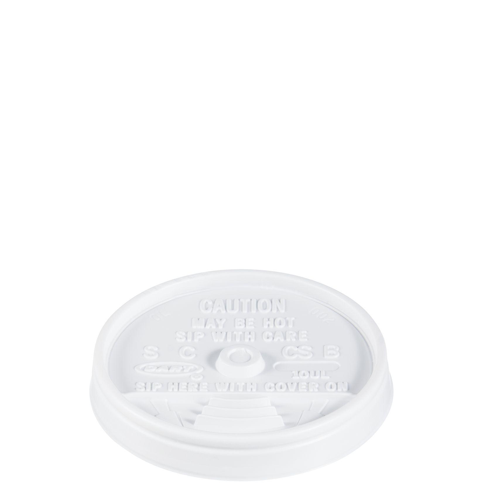 Dart® Lid Flat 3.5X0.6 IN HIPS White For 10-12 OZ Hot Cup Sip Through 100 Count/Pack 10 Packs/Case 1000 Count/Case