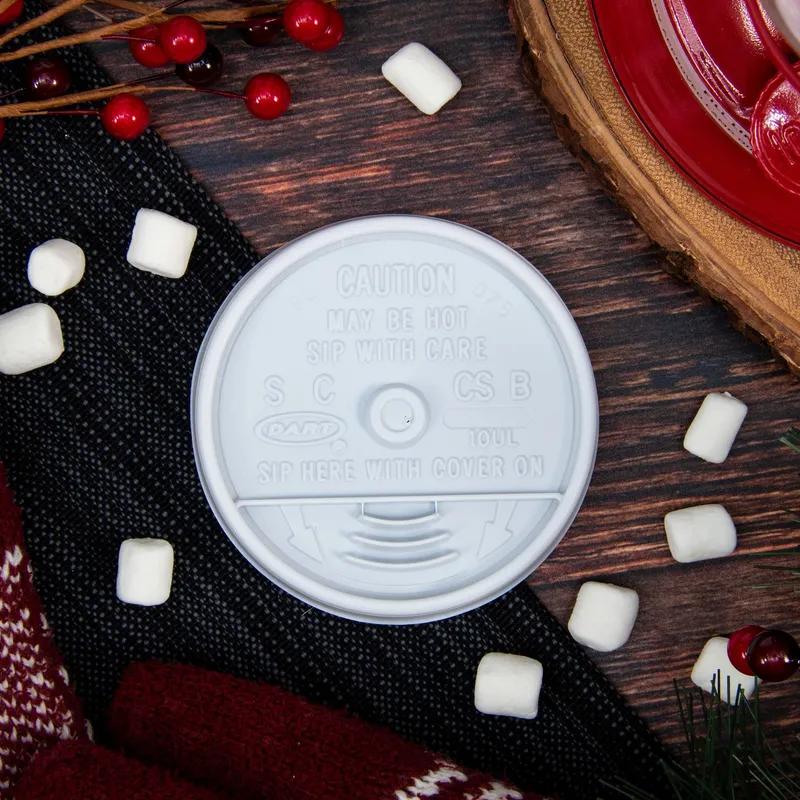 Dart® Lid Flat 3.5X0.6 IN HIPS White For 10-12 OZ Hot Cup Sip Through 100 Count/Pack 10 Packs/Case 1000 Count/Case