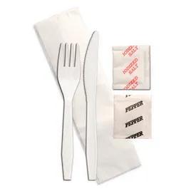 WNA 5PC Cutlery Kit White Medium Weight With Napkin,Fork,Knife,Salt & Pepper 250/Case