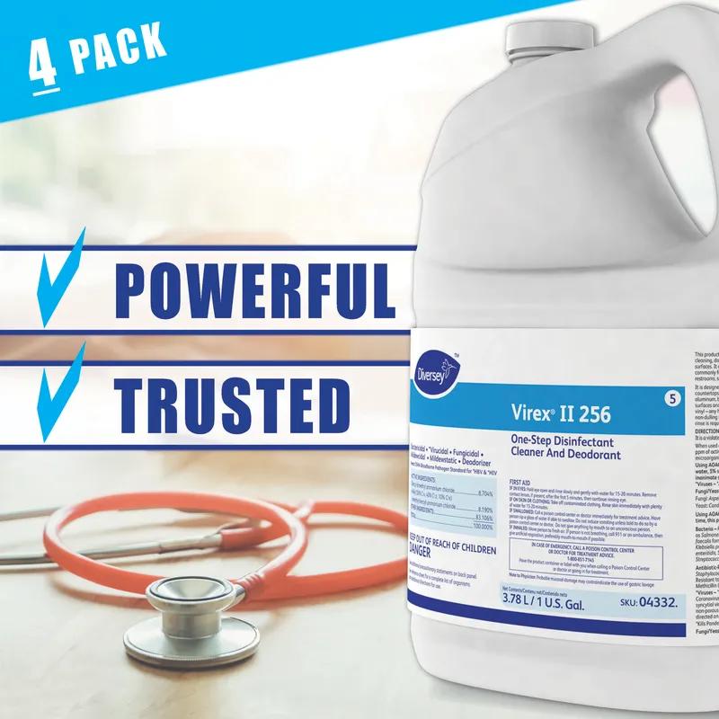Virex® II 256 Mint One-Step Disinfectant Deodorizer 1 GAL Multi Surface Liquid Concentrate Quat 4/Case