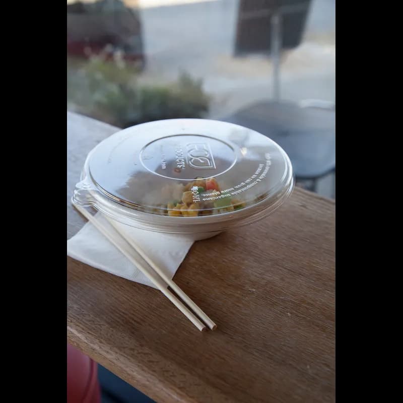 Lid Flat 1 Compartment RPET Clear Round For 24-46 OZ Bowl Unhinged 400/Case