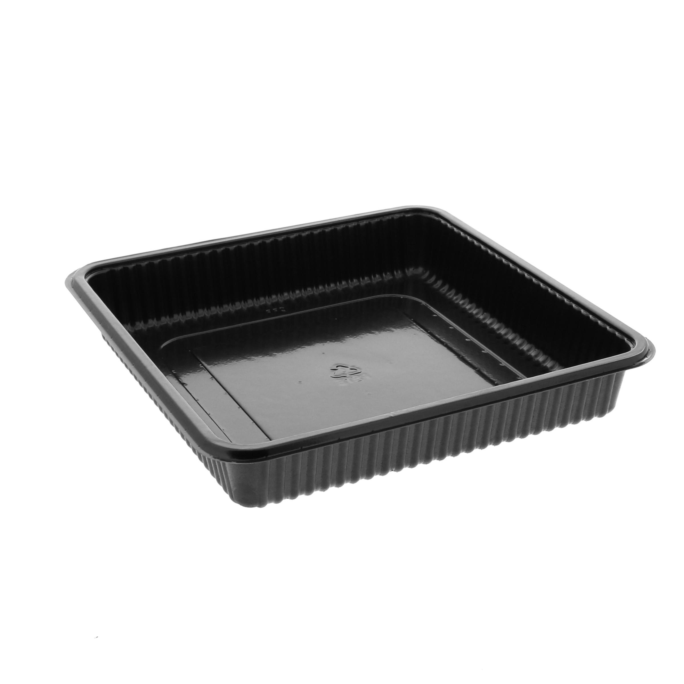 Cornbread Container 7.8X7.8X1.33 IN CPET Black Square Bakeable 440/Case