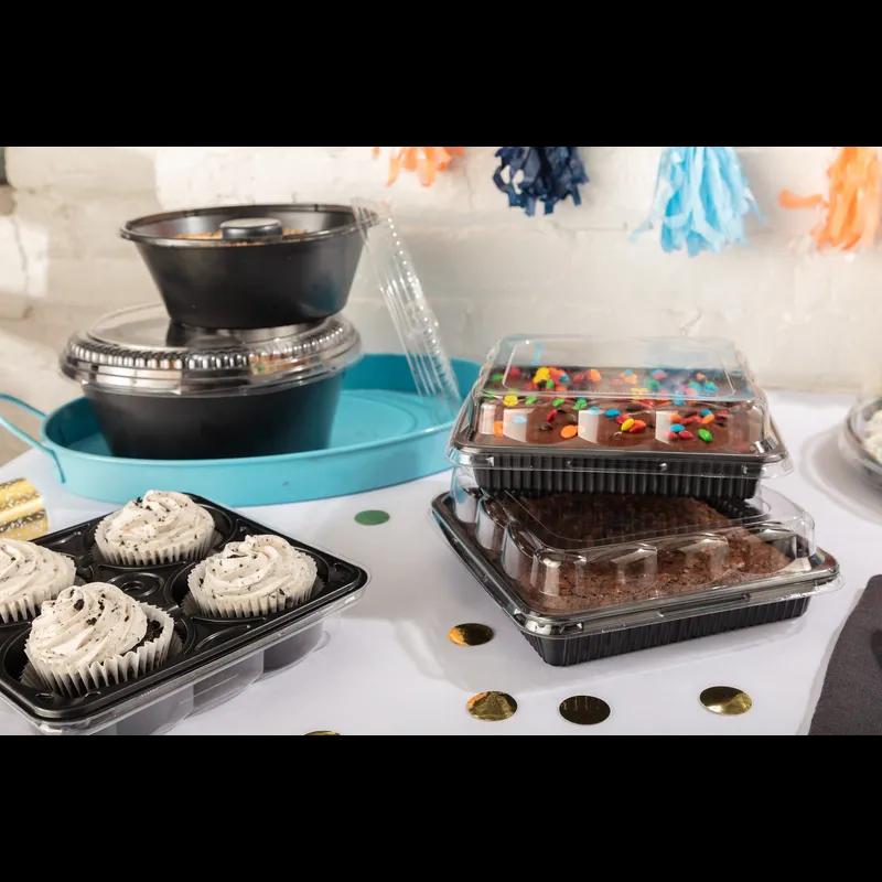 Cornbread Container 7.8X7.8X1.33 IN CPET Black Square Bakeable 440/Case