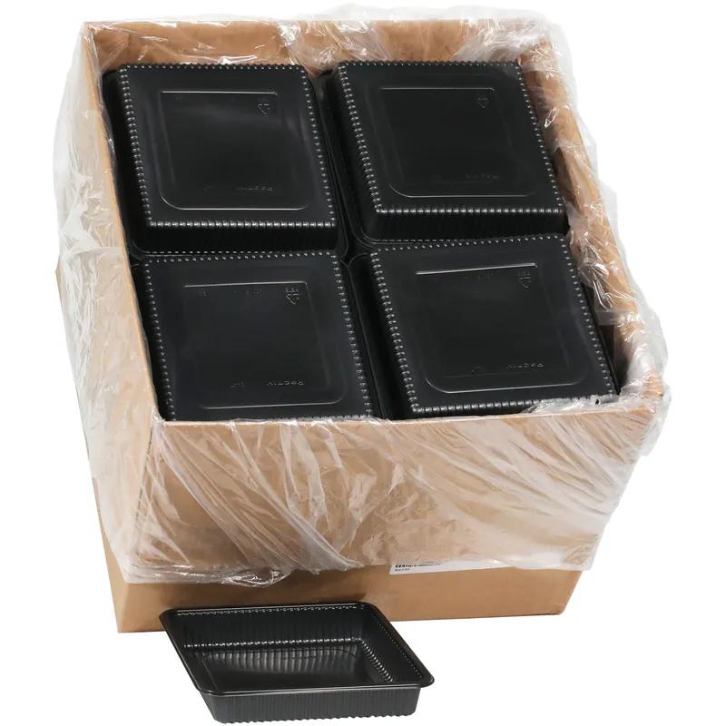 Cornbread Container 7.8X7.8X1.33 IN CPET Black Square Bakeable 440/Case