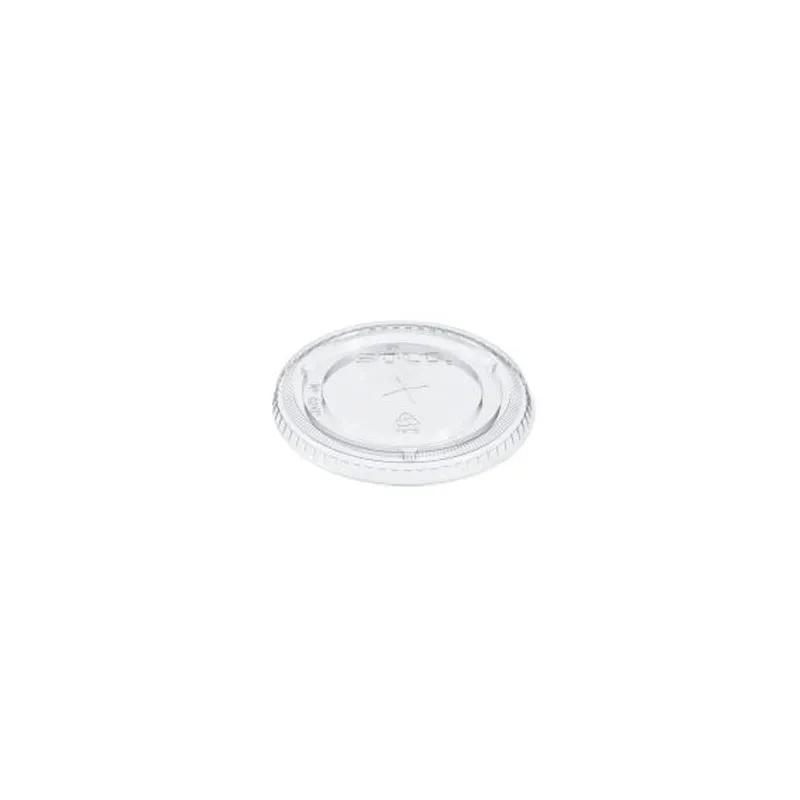 Solo® Lid Flat 3.9X0.4 IN PET Clear For Cup With Hole 1000/Case