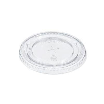 Solo® Lid Flat 3.9X0.4 IN PET Clear For Cup With Hole 1000/Case