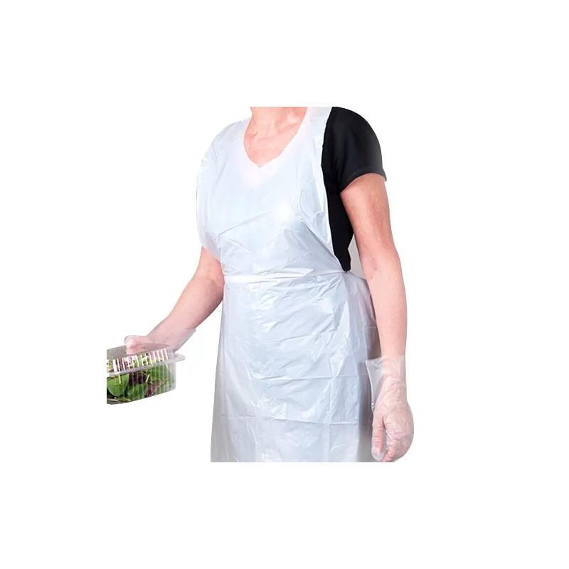 Apron Medium (MED) 46X28 IN White 1.5MIL Heavyweight Disposable Waterproof 500/Case