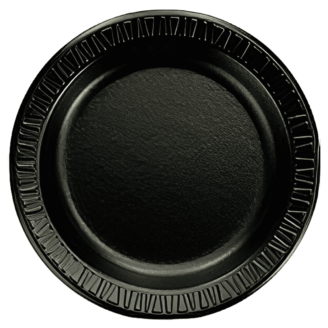 Dart® Quiet Classic® Plate 7 IN Polystyrene Foam Black Round Laminated 1000/Case