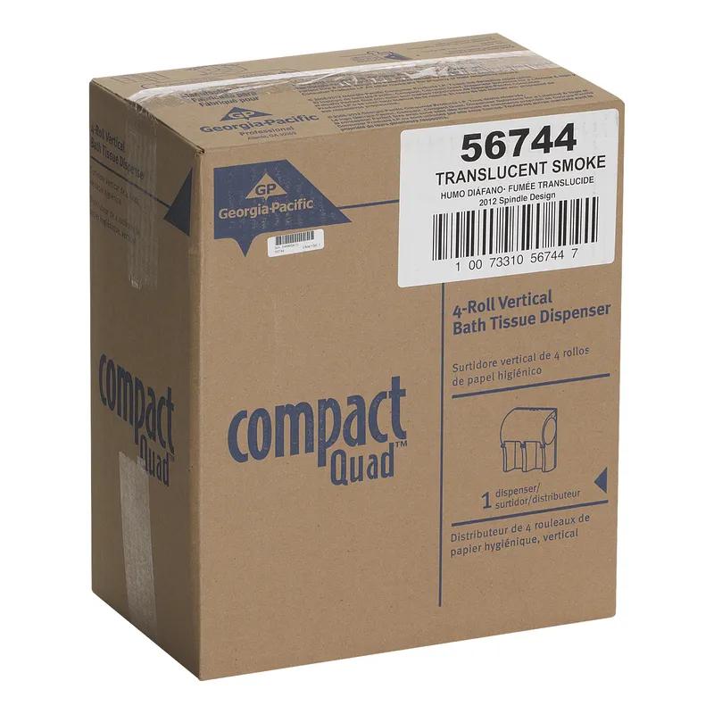 Compact Quad® Toilet Paper Dispenser 6.90X11.75X13.25 IN Smoke Coreless 4-Roll High Capacity 1/Each