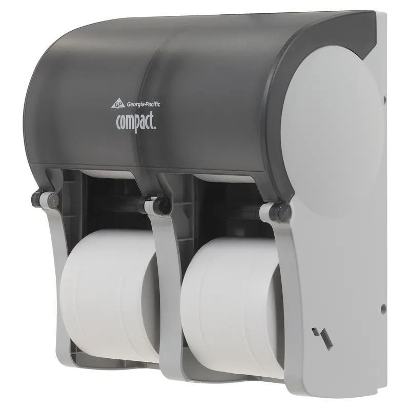 Compact Quad® Toilet Paper Dispenser 6.90X11.75X13.25 IN Smoke Coreless 4-Roll High Capacity 1/Each