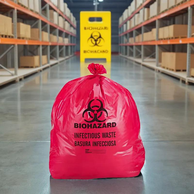 Biohazard Bag 30X36 IN Red Plastic 1.3MIL 100/Case