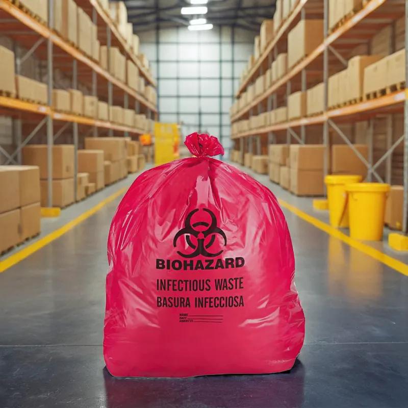 Biohazard Bag 30X36 IN Red Plastic 1.3MIL 100/Case