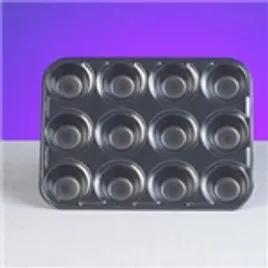 Bake N Show Mini Muffin Tray 12 Compartment Plastic Black Oven Safe 500/Case