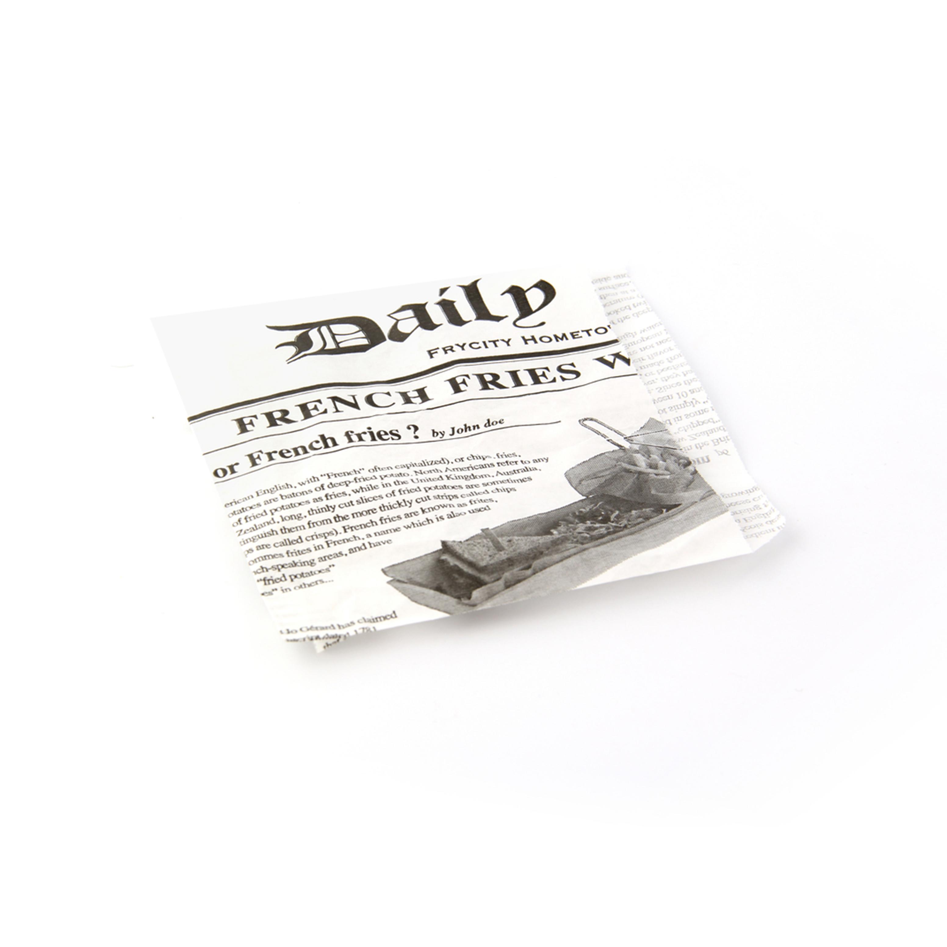 Bag 5.1X5.1 IN Paper Black White Newspaper Print With Double Open Closure 1000 Count/Pack 8 Packs/Case 8000 Count/Case