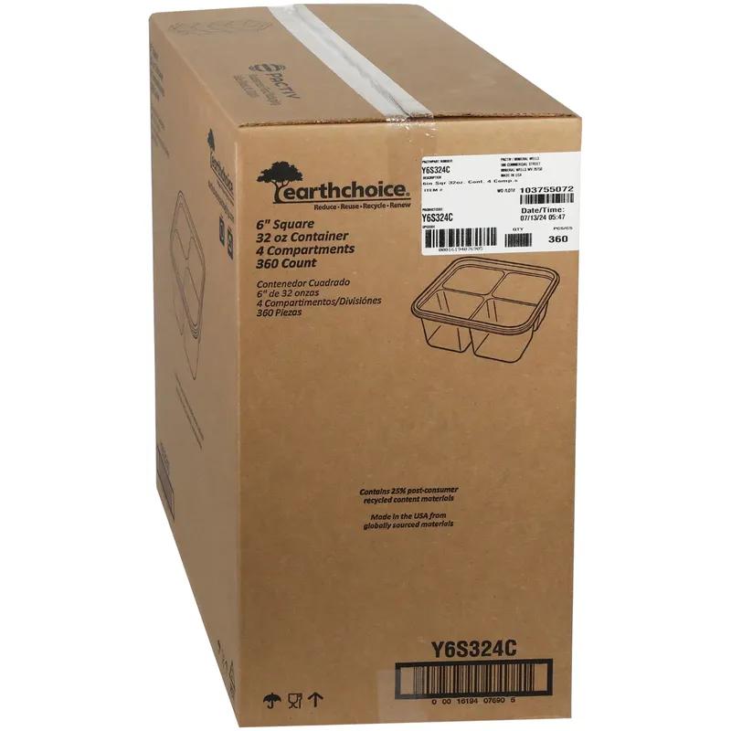 Deli Container Base 32 OZ 4 Compartment RPET Clear Square 360/Case