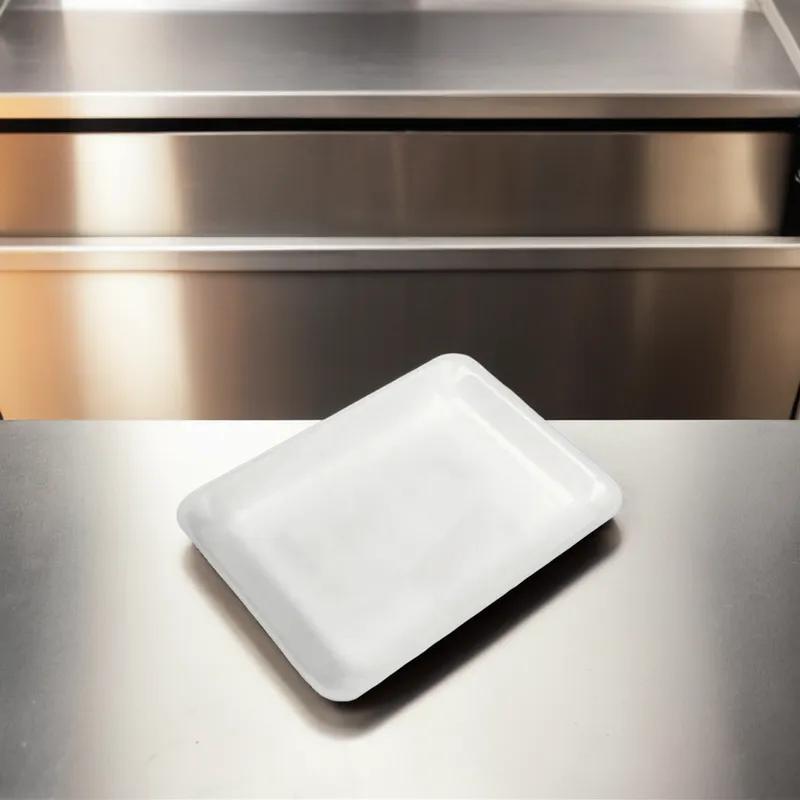 8D Meat Tray 8.5X10.63X1.63 IN Polystyrene Foam White Heavy 400/Bundle