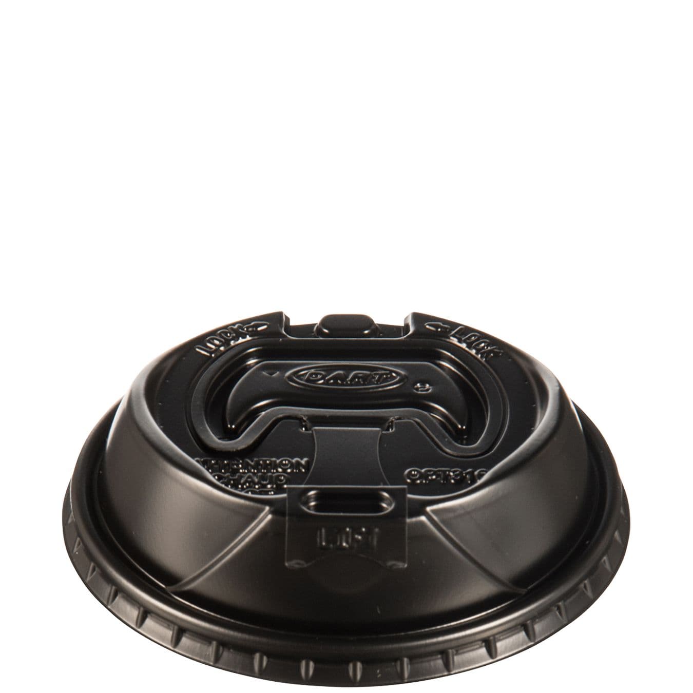 Dart® Optima® Lid Dome 3.66X0.97 IN PS Black For 10-24 OZ Cup Reclosable Tab Sip Through 100 Count/Pack 10 Packs/Case