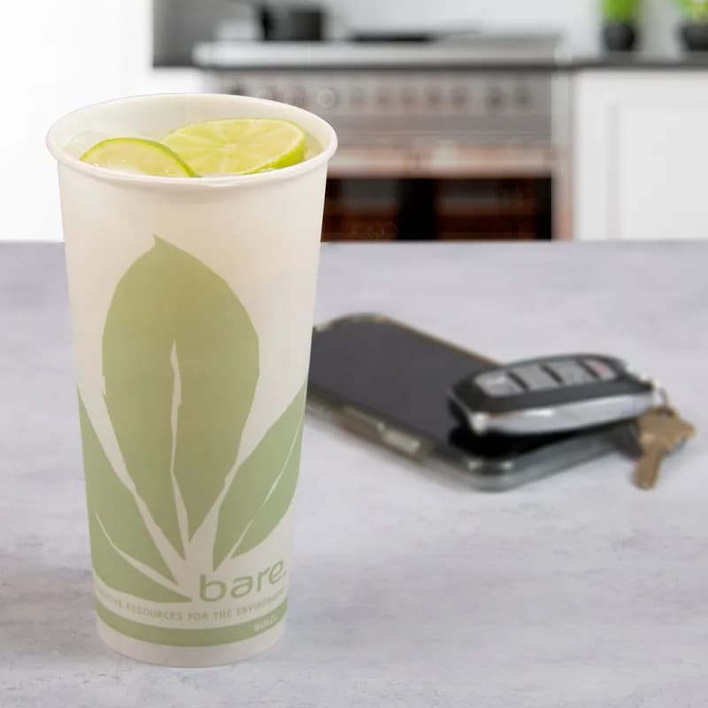 Solo® Cold Cup 22 OZ Wax Coated Paper Multicolor Bare® Stock Print 50 Count/Pack 20 Packs/Case 1000 Count/Case