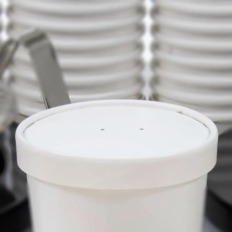Solo® Flexstyle® Lid Flat 4.9X0.713 IN 1 Compartment DSP White For 32 OZ Soup Cup Unhinged 25 Count/Pack 20 Packs/Case