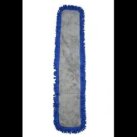 JaniFiber Dust Mop 36 IN Blue Gray Microfiber Fringed Velcro Backing 1/Each
