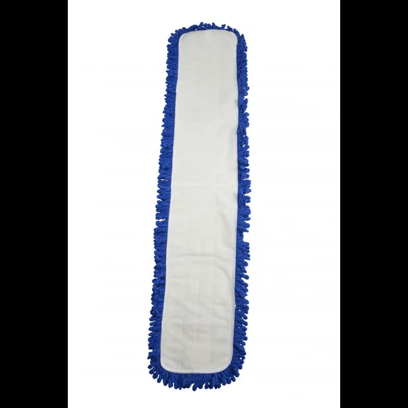 JaniFiber Dust Mop 36 IN Blue Gray Microfiber Fringed Hook & Loop Backing 1/Each