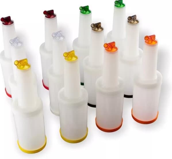 Carlisle Foodservice Products® Pourer 32 PE Assorted With Cap & Spout Kit Dishwasher Safe 12/Case