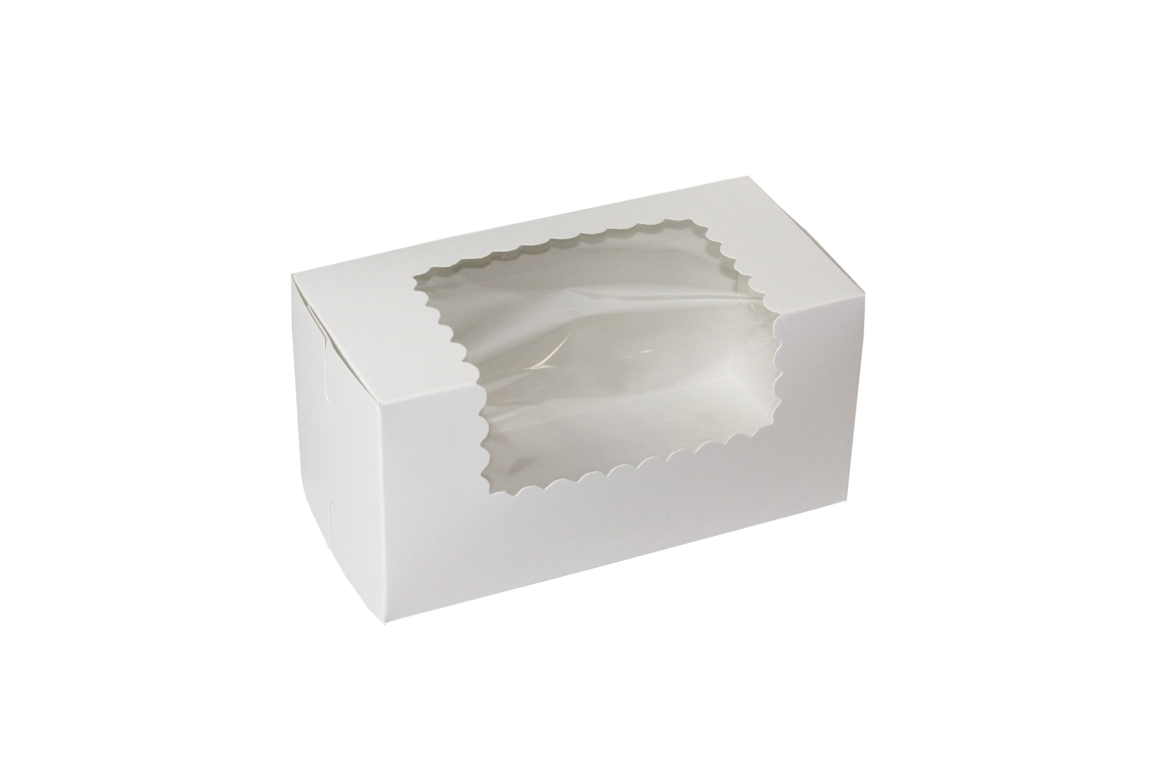 Cupcake Box 8X4X4 IN 2 Compartment Paperboard White With Window 100/Bundle