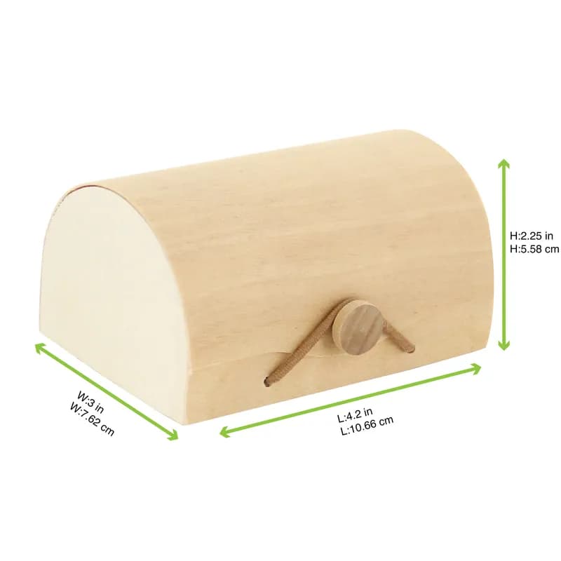 Macaron Box 3 CT 4.2X3X2.25 IN Wood Natural Rectangle Latch 100 Count/Case