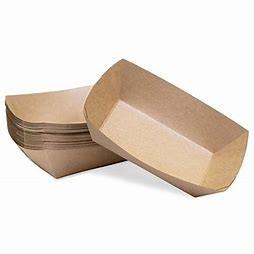 Food Tray 2 LB Clay-Coated Paperboard Kraft White Rectangle 1000/Case