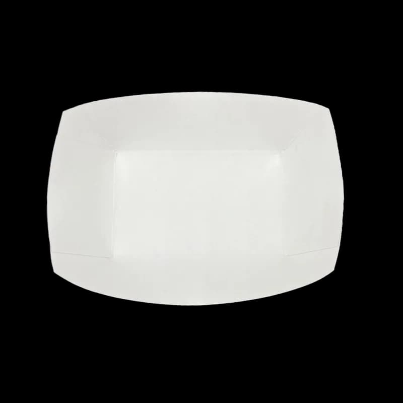 Food Tray 2 LB Clay-Coated Paperboard Kraft White Rectangle 1000/Case