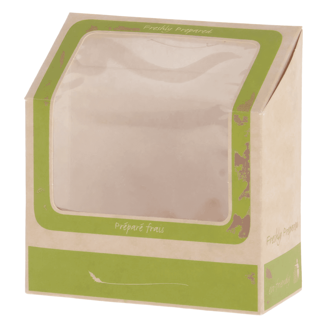 Wrap Take-Out Box Tuck-Top With Flat Lid 4.5X4.75X2 IN Paperboard Kraft Green Rectangle 500/Case