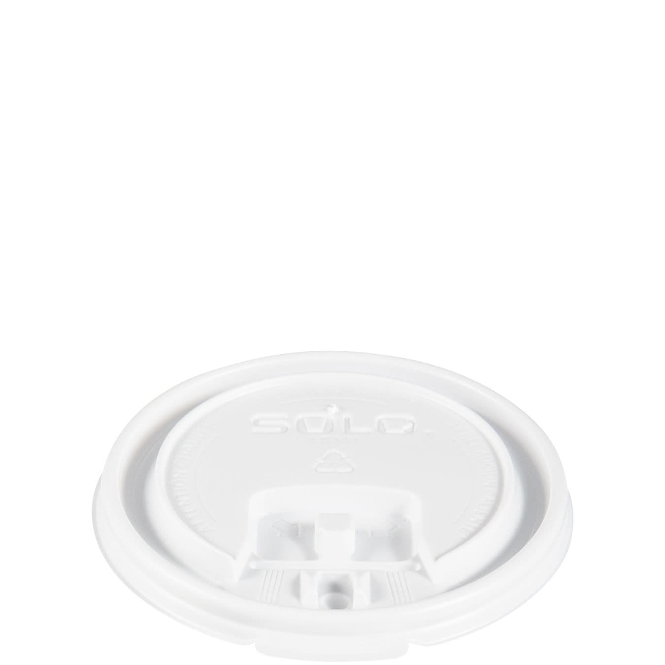 Solo® Lid Flat 3.258X0.33 IN PS White For 8 OZ Hot Cup Lock Tab Sip Through Lift Back 100 Count/Pack 10 Packs/Case
